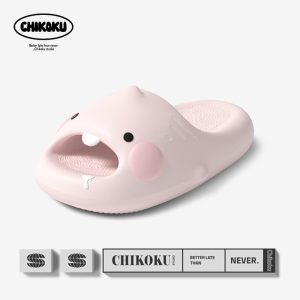 Cute Tooth Shark Slides - Pink